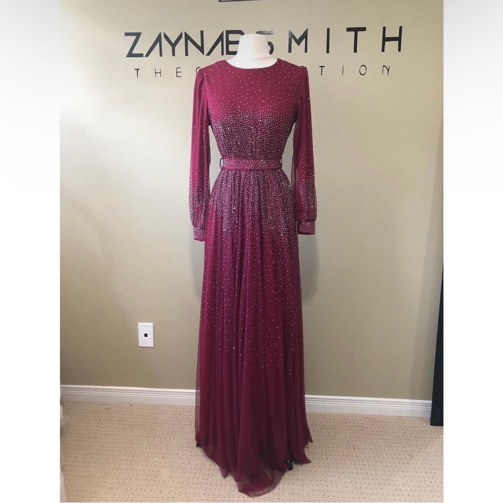 Burgundy Dress with Belt